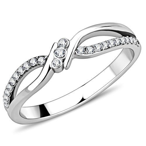 Silver Rings for Women 316L Stainless Steel DA156 - AAA Grade Cubic Zirconia in Clear