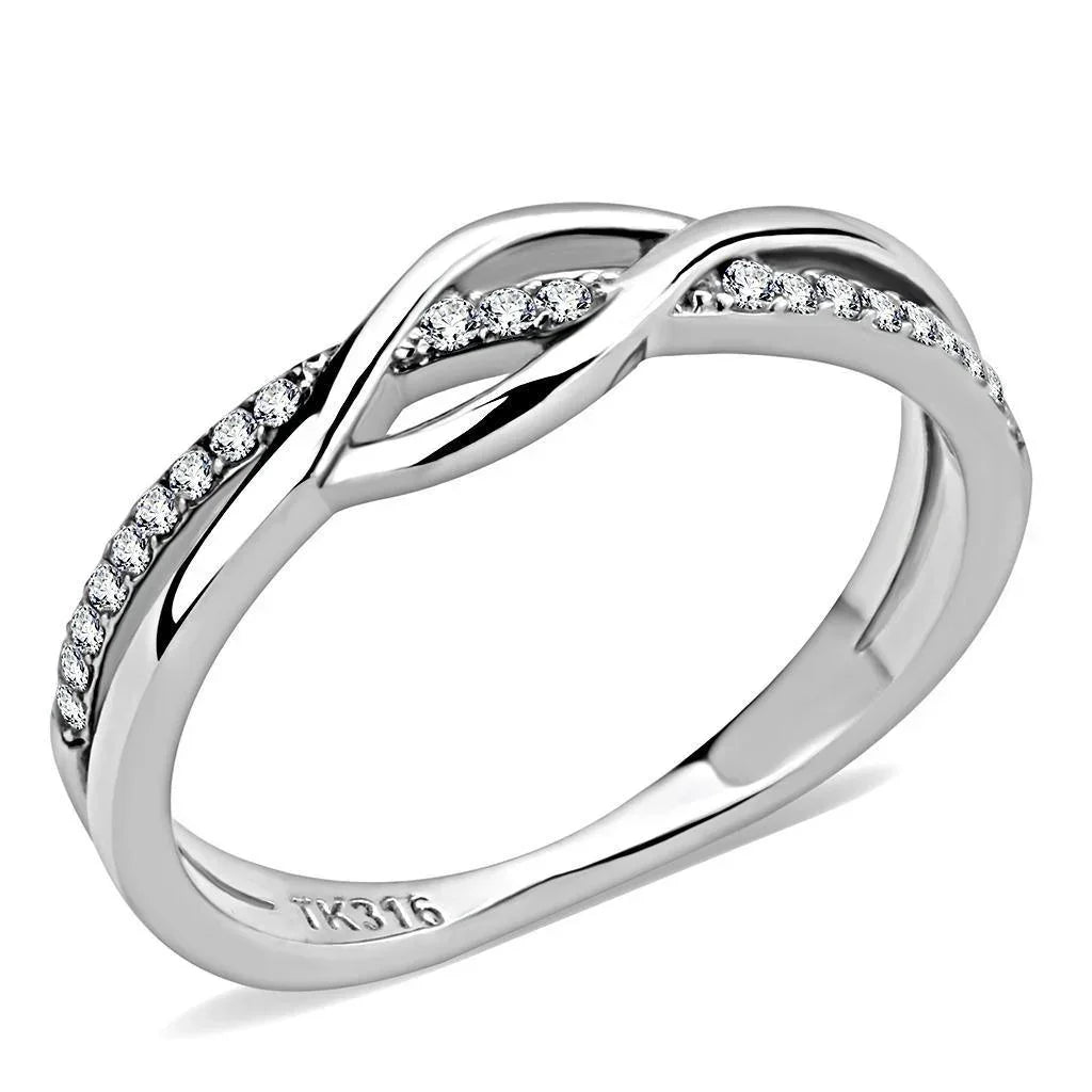 Silver Rings for Women 316L Stainless Steel DA157 - AAA Grade Cubic Zirconia in Clear - Jewelry Store by Erik Rayo