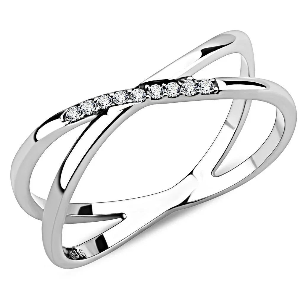 Silver Rings for Women 316L Stainless Steel DA158 - AAA Grade Cubic Zirconia in Clear - Jewelry Store by Erik Rayo
