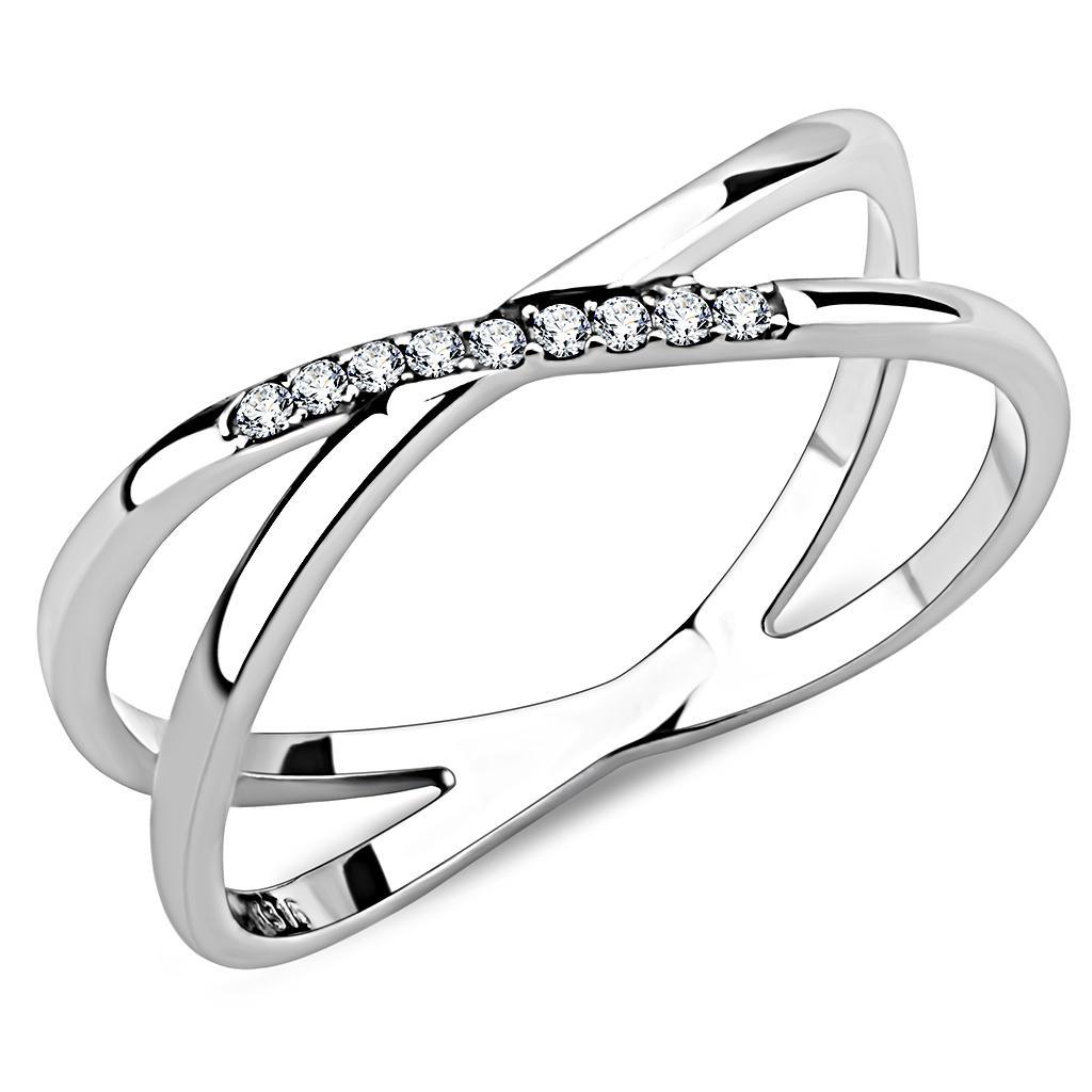 Silver Rings for Women 316L Stainless Steel DA158 - AAA Grade Cubic Zirconia in Clear