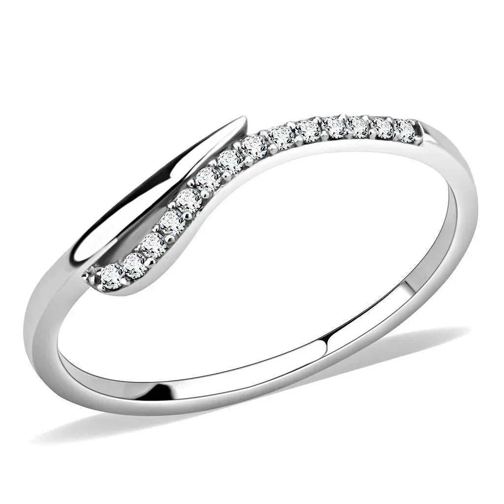Silver Rings for Women 316L Stainless Steel DA159 - AAA Grade Cubic Zirconia in Clear - Jewelry Store by Erik Rayo