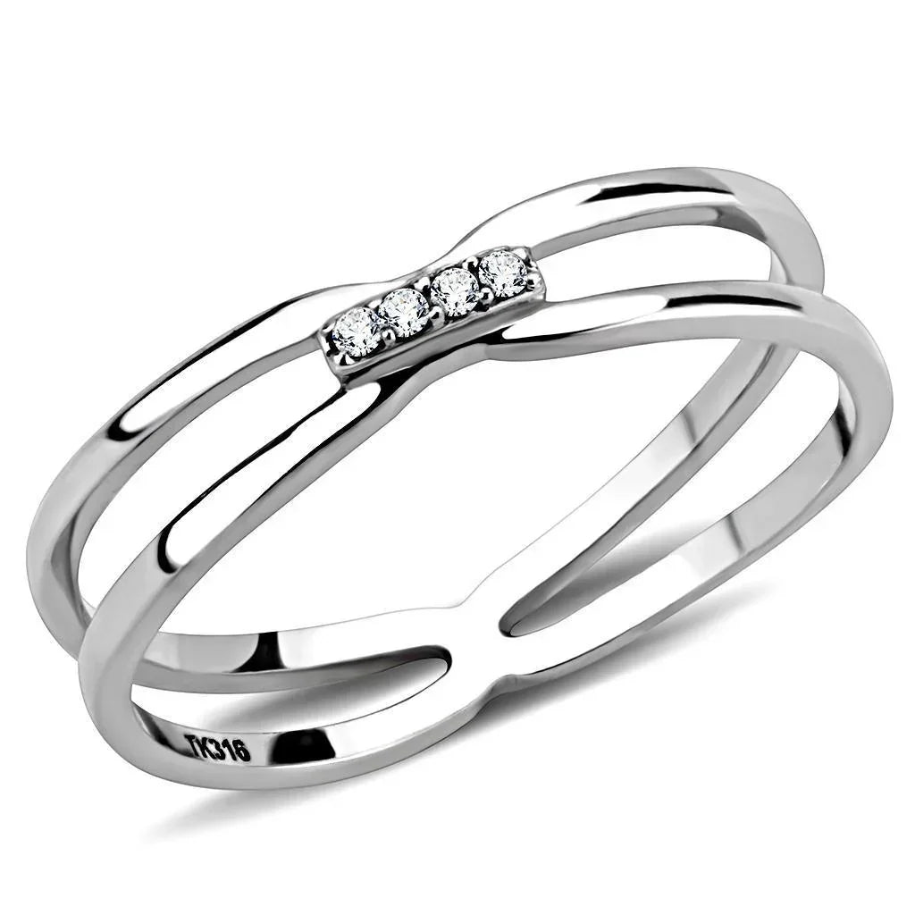 Silver Rings for Women 316L Stainless Steel DA160 - AAA Grade Cubic Zirconia in Clear - Jewelry Store by Erik Rayo