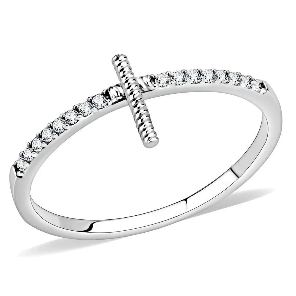 Silver Rings for Women 316L Stainless Steel DA161 - AAA Grade Cubic Zirconia in Clear - Jewelry Store by Erik Rayo