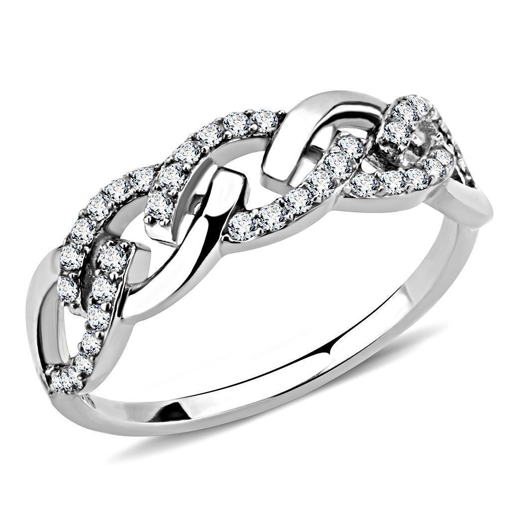 Silver Rings for Women 316L Stainless Steel DA163 - AAA Grade Cubic Zirconia in Clear - Jewelry Store by Erik Rayo