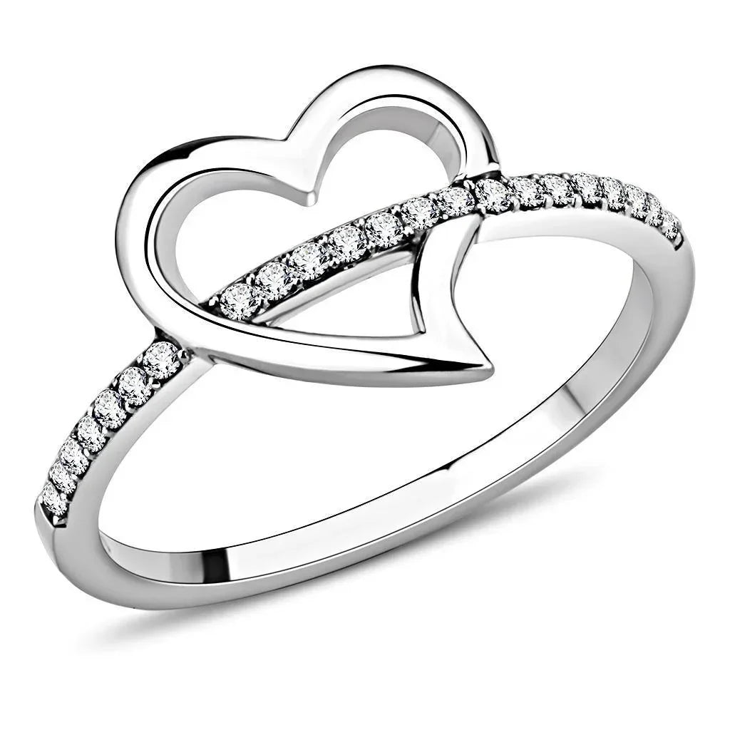 Silver Rings for Women 316L Stainless Steel DA164 - AAA Grade Cubic Zirconia in Clear - Jewelry Store by Erik Rayo