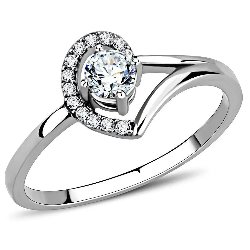 Silver Rings for Women 316L Stainless Steel DA165 - AAA Grade Cubic Zirconia in Clear - Jewelry Store by Erik Rayo