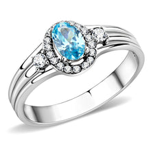 Load image into Gallery viewer, Silver Rings for Women 316L Stainless Steel DA166 - AAA Grade Cubic Zirconia in Sea Blue
