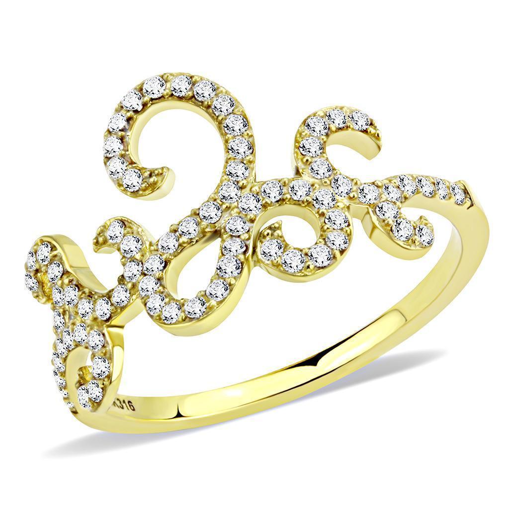 Gold Rings for Women 316L Stainless Steel DA170 - AAA Grade Cubic Zirconia in Clear - Jewelry Store by Erik Rayo