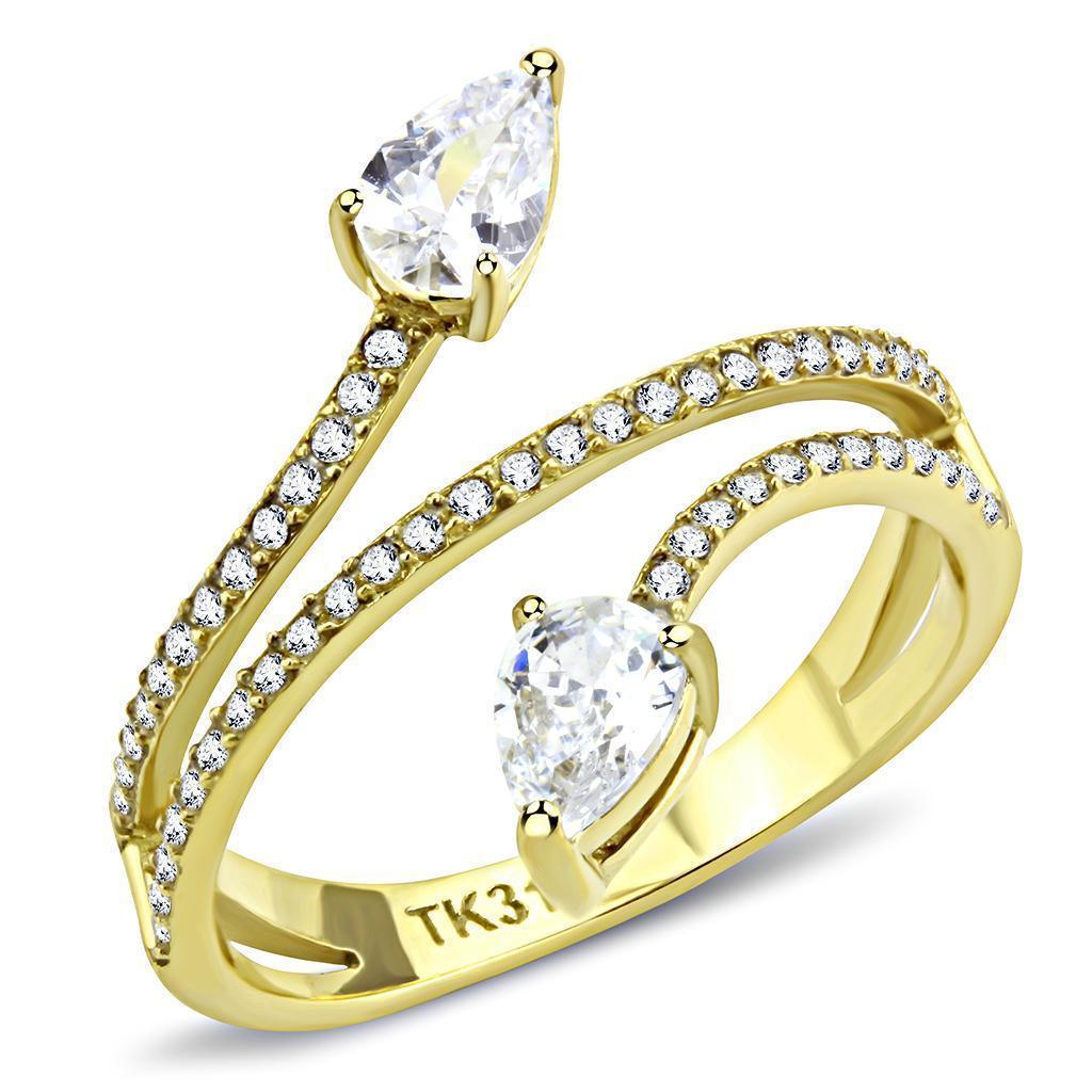 Gold Rings for Women 316L Stainless Steel DA171 - AAA Grade Cubic Zirconia in Clear - Jewelry Store by Erik Rayo