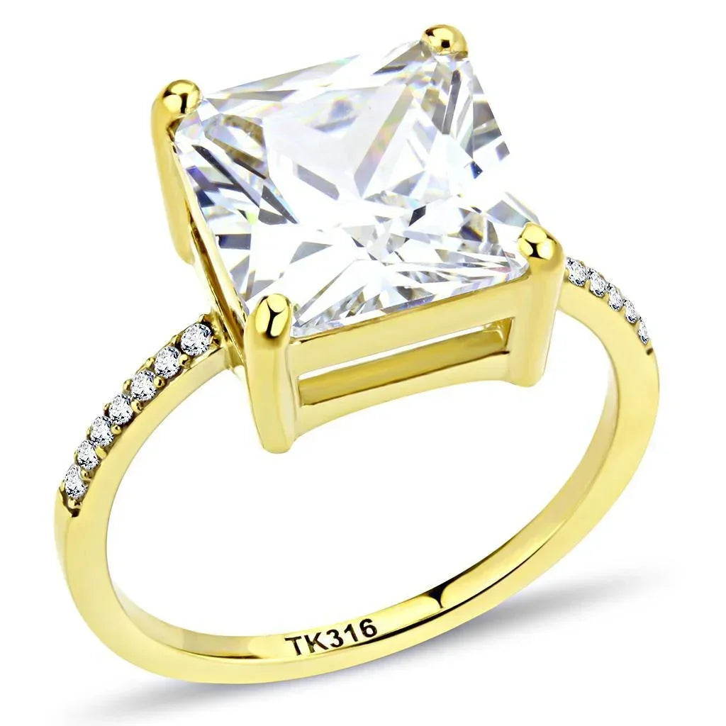 Gold Rings for Women 316L Stainless Steel DA172 - AAA Grade Cubic Zirconia in Clear - Jewelry Store by Erik Rayo