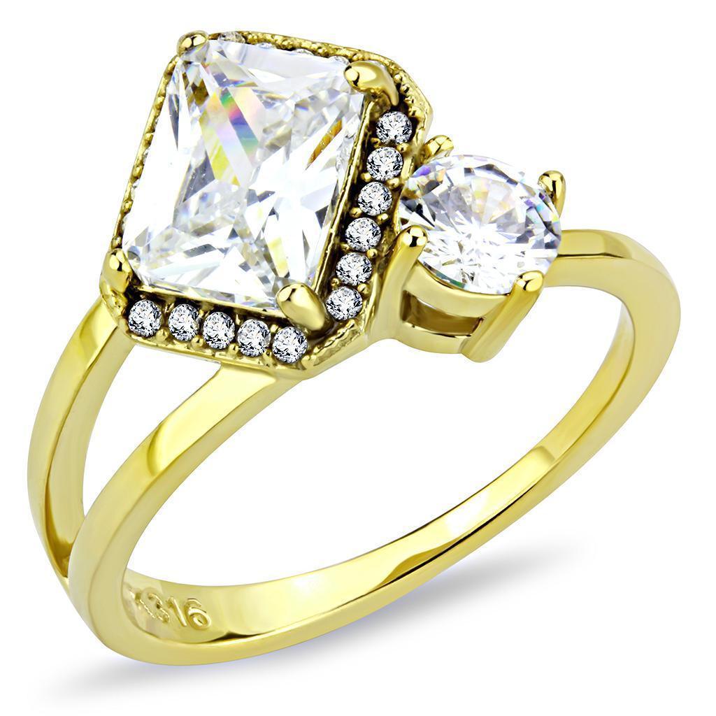 Gold Rings for Women 316L Stainless Steel DA173 - AAA Grade Cubic Zirconia in Clear - Jewelry Store by Erik Rayo