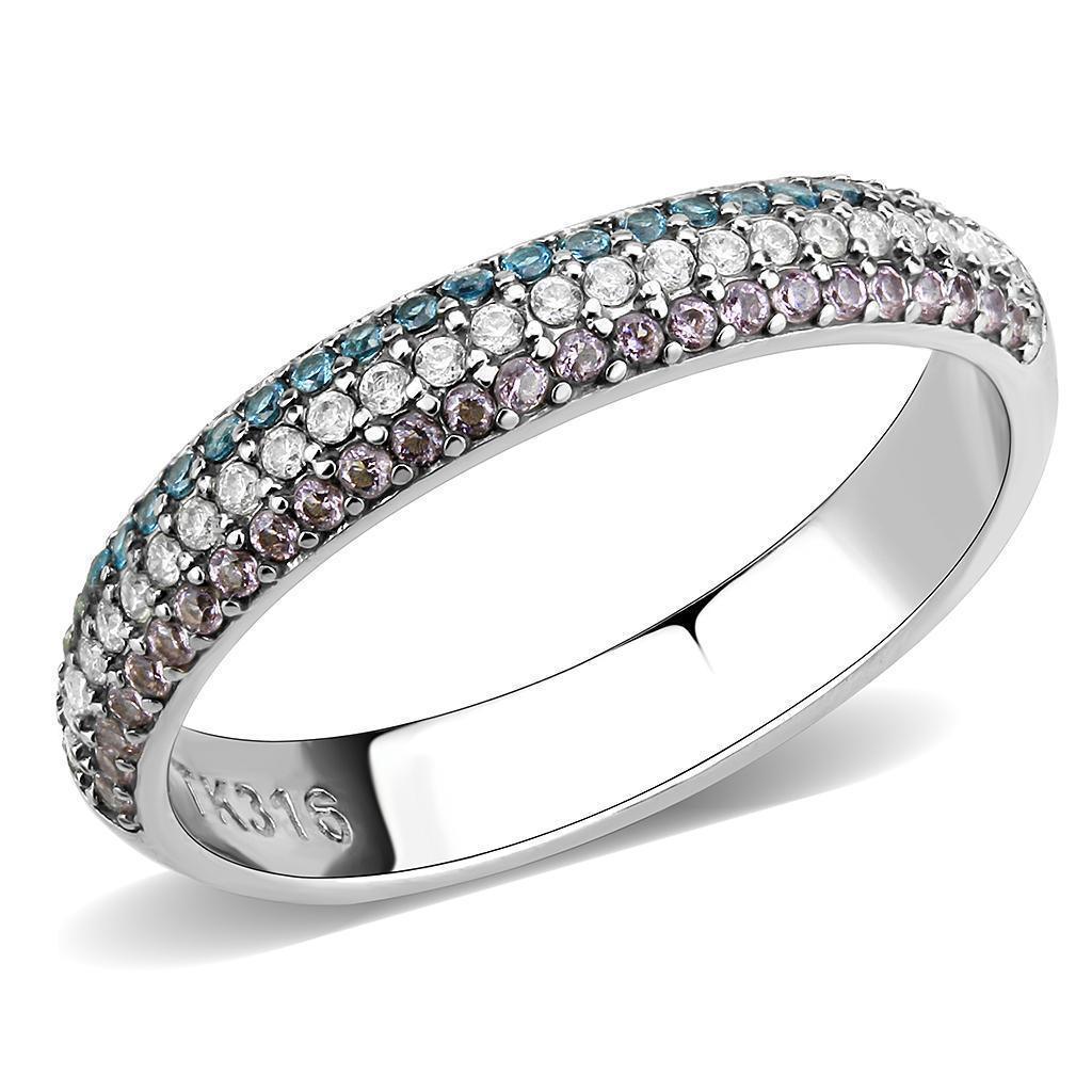 Silver Rings for Women 316L Stainless Steel DA232 - AAA Grade Cubic Zirconia in Multi Color - Jewelry Store by Erik Rayo
