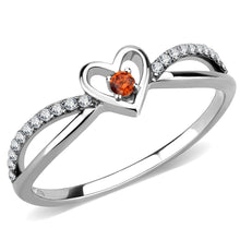 Load image into Gallery viewer, Silver Rings for Women 316L Stainless Steel DA235 - AAA Grade Cubic Zirconia in Orange
