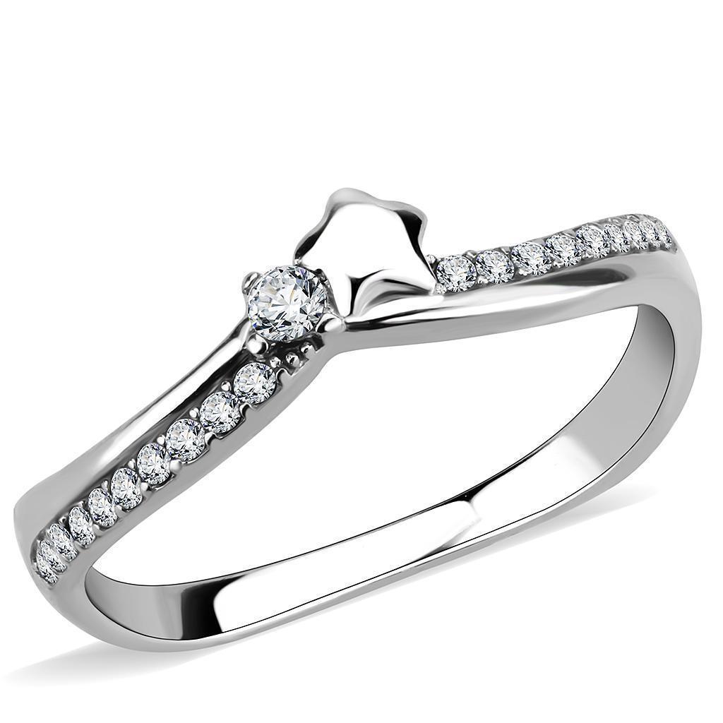 Silver Rings for Women 316L Stainless Steel DA236 - AAA Grade Cubic Zirconia in Clear - Jewelry Store by Erik Rayo