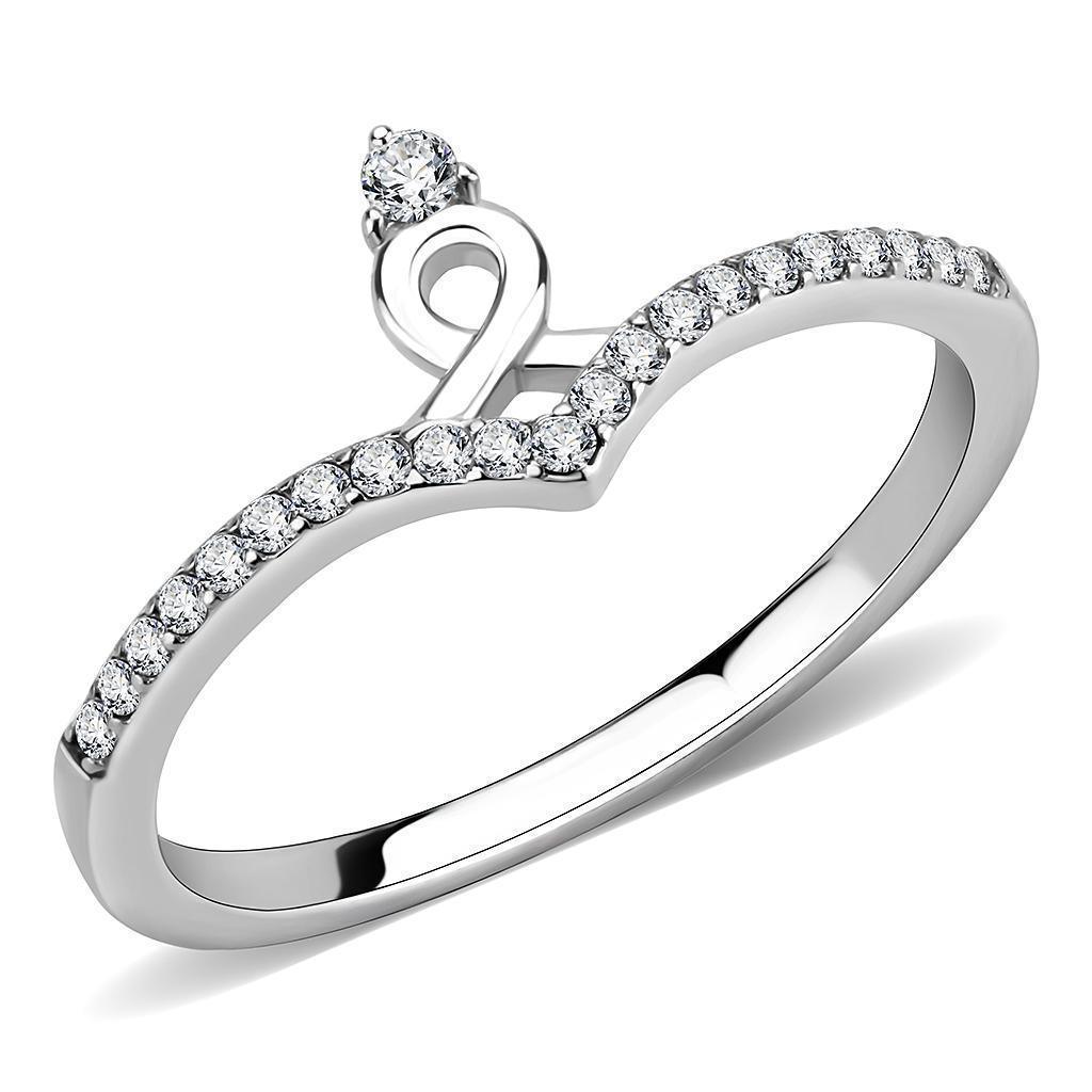 Silver Rings for Women 316L Stainless Steel DA237 - AAA Grade Cubic Zirconia in Clear - Jewelry Store by Erik Rayo
