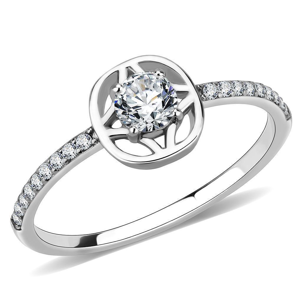 Silver Rings for Women 316L Stainless Steel DA238 - AAA Grade Cubic Zirconia in Clear - Jewelry Store by Erik Rayo