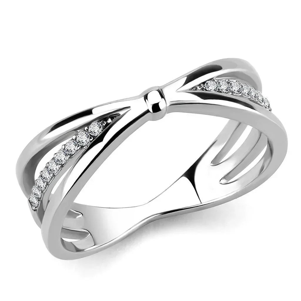 Silver Rings for Women 316L Stainless Steel DA239 - AAA Grade Cubic Zirconia in Clear - Jewelry Store by Erik Rayo