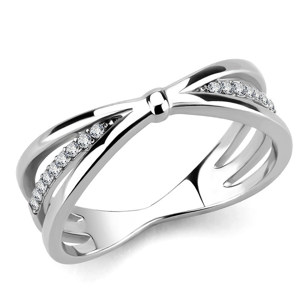 Silver Rings for Women 316L Stainless Steel DA239 - AAA Grade Cubic Zirconia in Clear