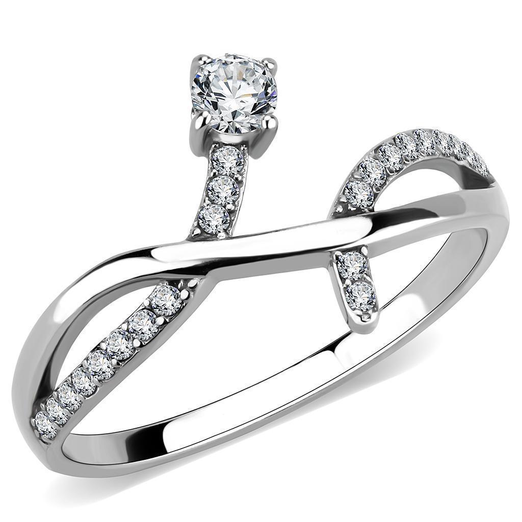 Silver Rings for Women 316L Stainless Steel DA240 - AAA Grade Cubic Zirconia in Clear - Jewelry Store by Erik Rayo