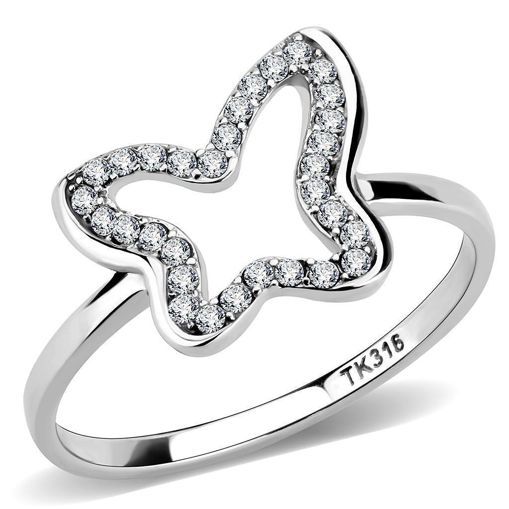 Silver Rings for Women 316L Stainless Steel DA241 - AAA Grade Cubic Zirconia in Clear - Jewelry Store by Erik Rayo