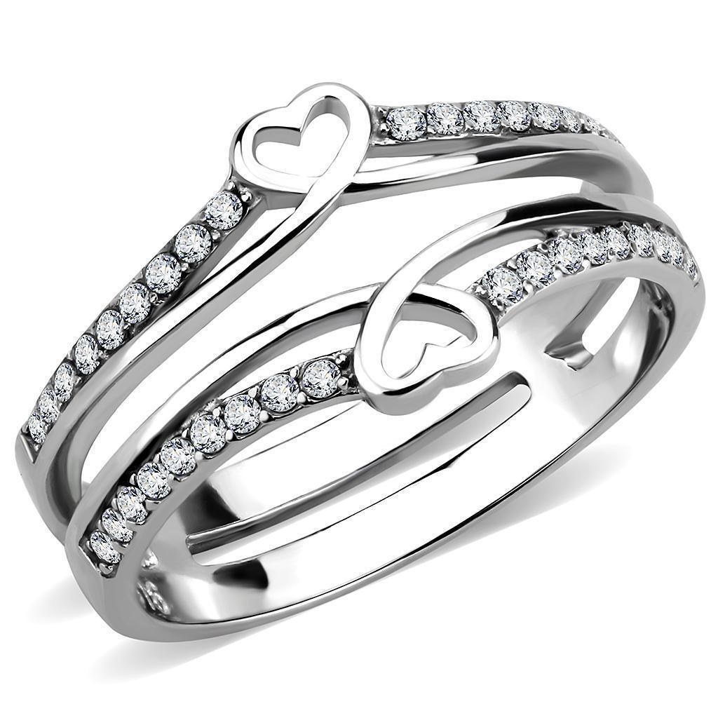 Silver Rings for Women 316L Stainless Steel DA242 - AAA Grade Cubic Zirconia in Clear - Jewelry Store by Erik Rayo