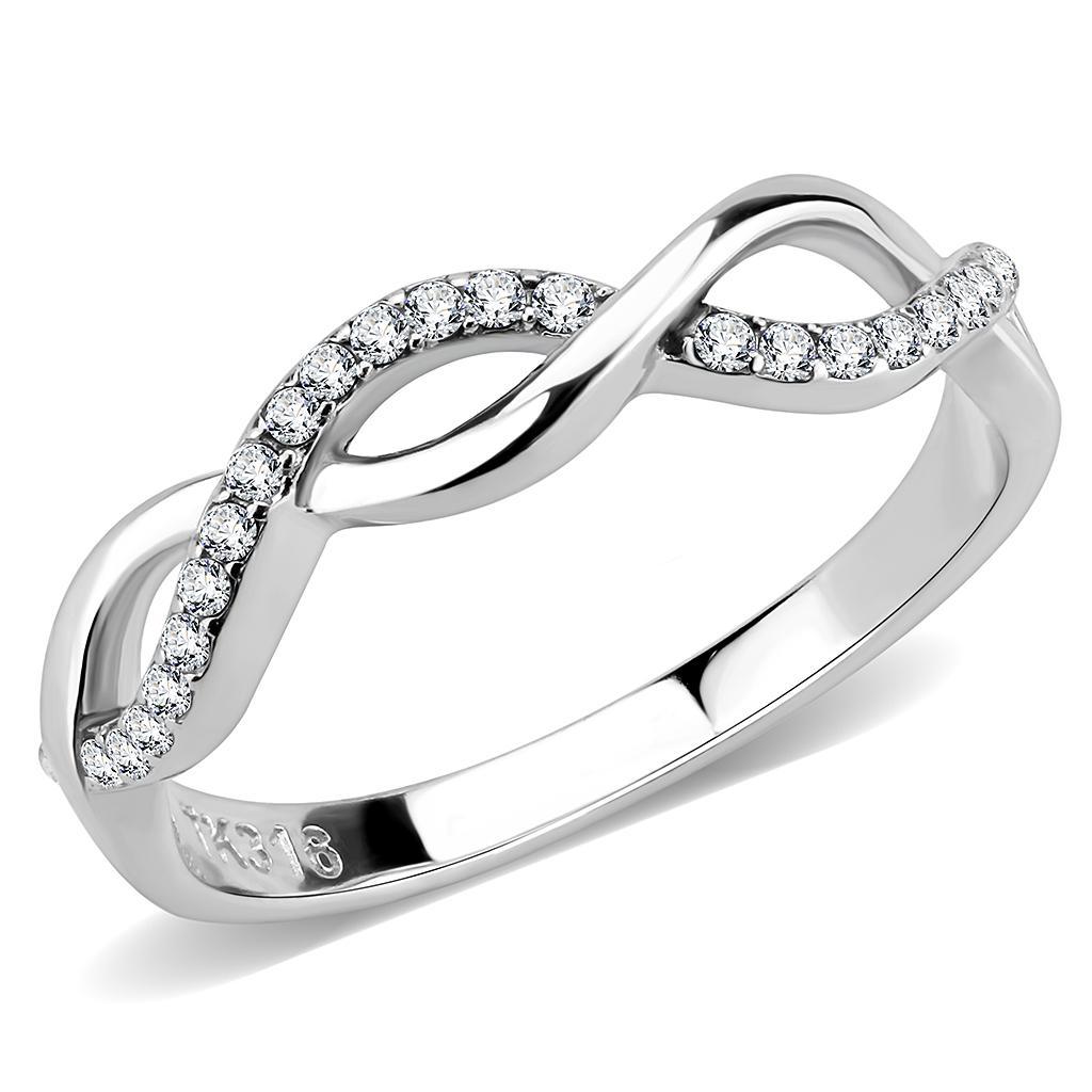 Silver Rings for Women 316L Stainless Steel DA243 - AAA Grade Cubic Zirconia in Clear