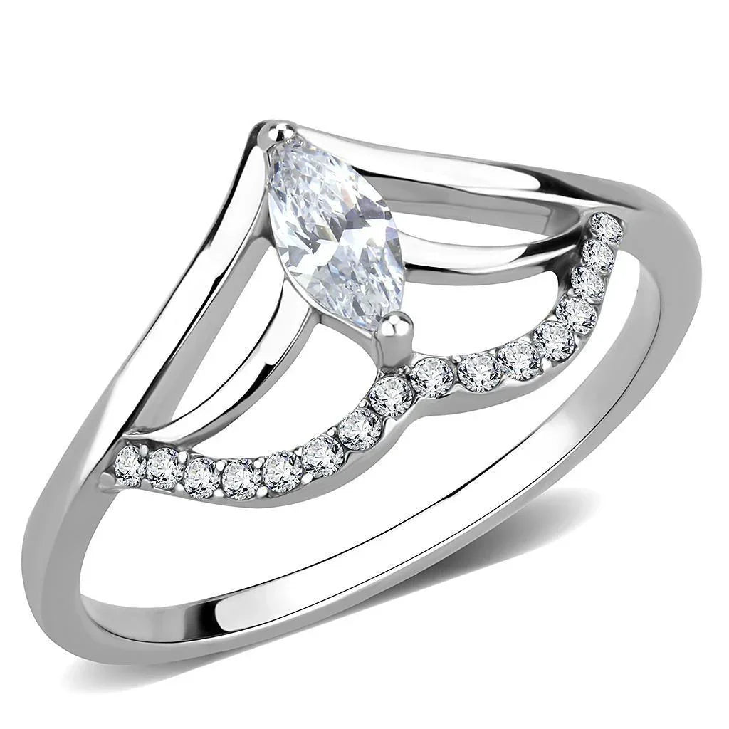 Silver Rings for Women 316L Stainless Steel DA248 - AAA Grade Cubic Zirconia in Clear - Jewelry Store by Erik Rayo