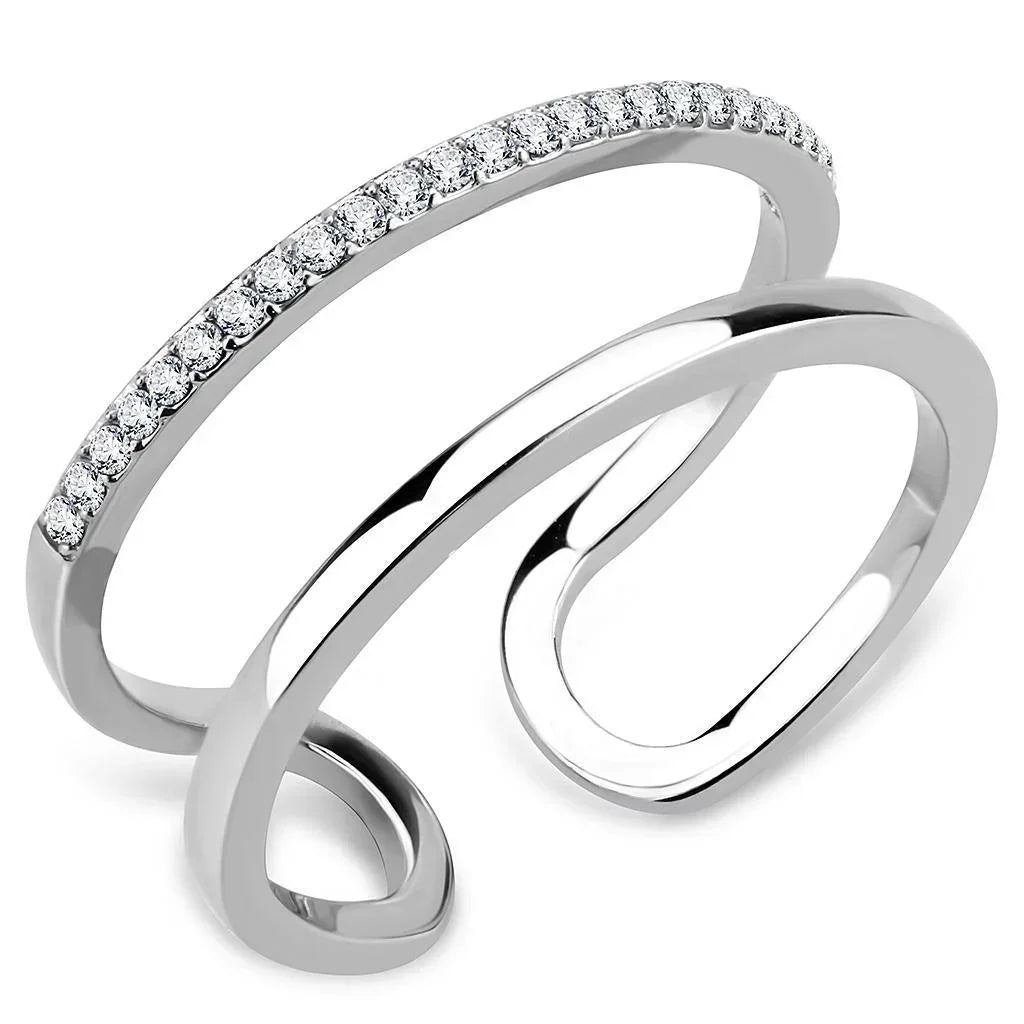 Silver Rings for Women 316L Stainless Steel DA249 - AAA Grade Cubic Zirconia in Clear - Jewelry Store by Erik Rayo