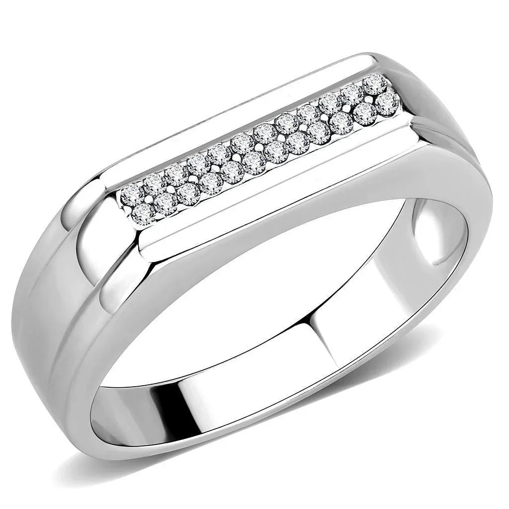 Silver Rings for Women 316L Stainless Steel DA251 - AAA Grade Cubic Zirconia in Clear - Jewelry Store by Erik Rayo