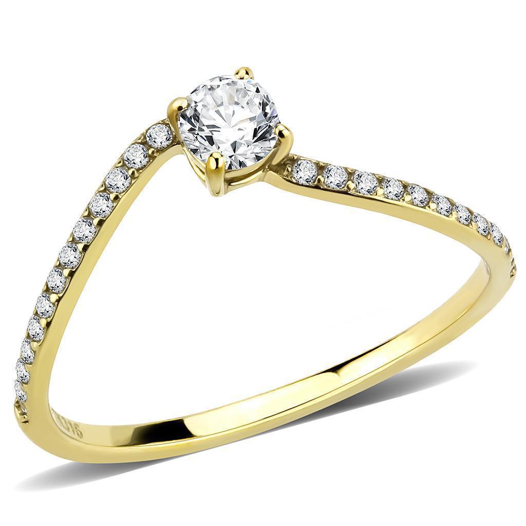 Gold Rings for Women 316L Stainless Steel DA256 - AAA Grade Cubic Zirconia in Clear - Jewelry Store by Erik Rayo
