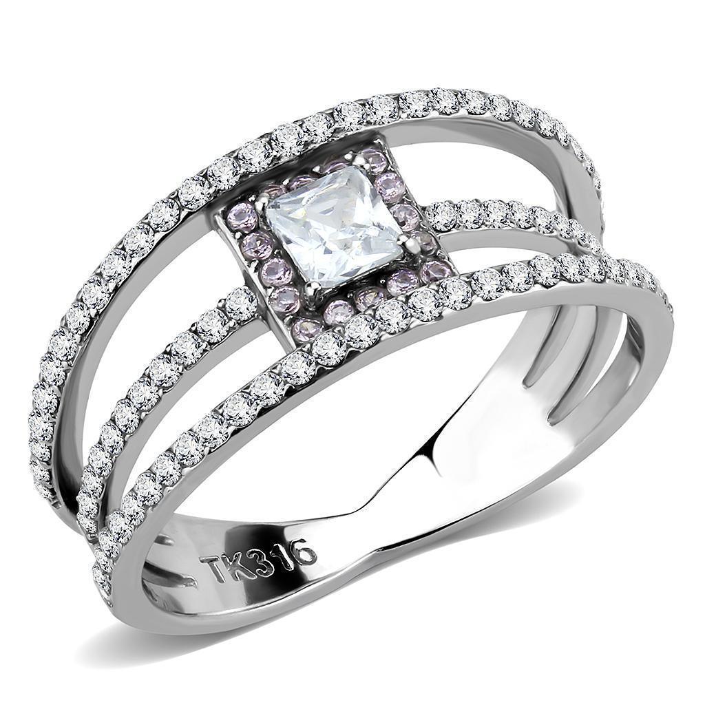 Silver Rings for Women 316L Stainless Steel DA257 - AAA Grade Cubic Zirconia in Clear - Jewelry Store by Erik Rayo