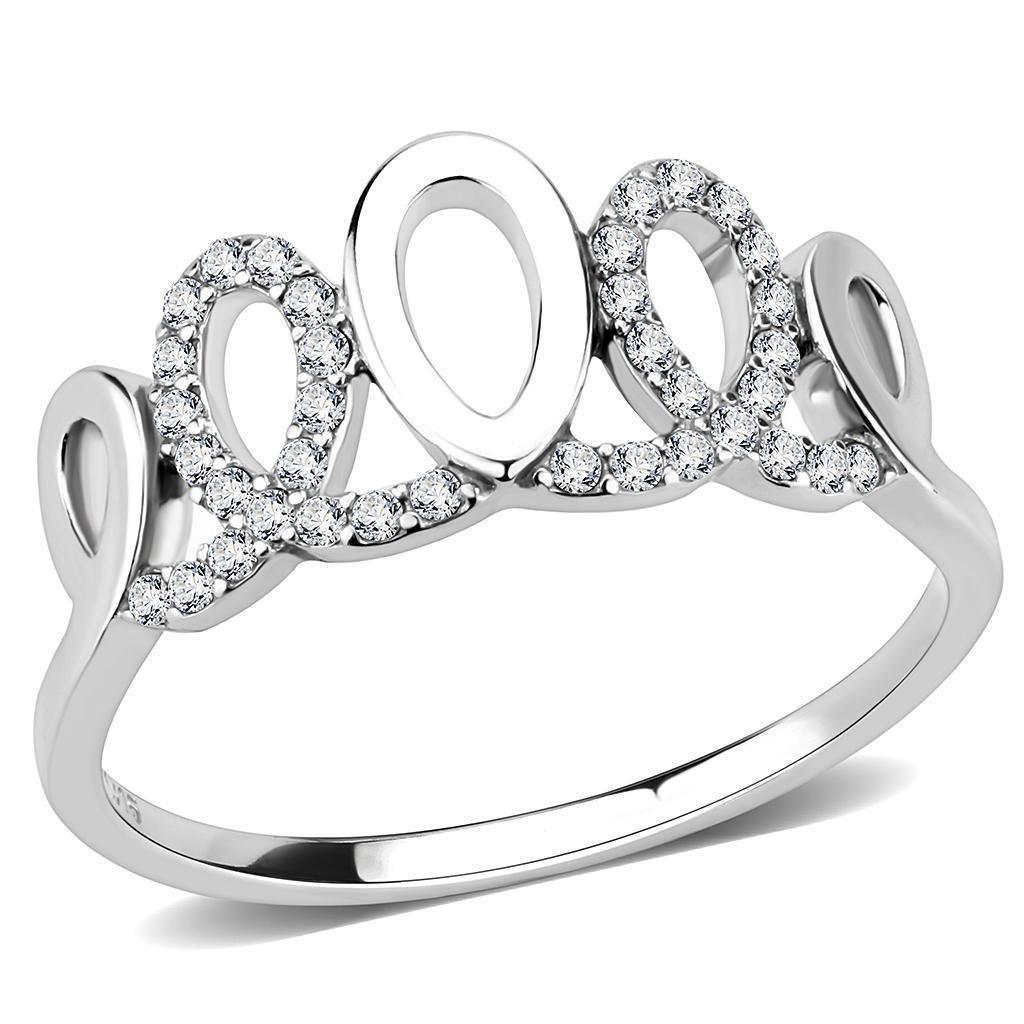Silver Rings for Women 316L Stainless Steel DA258 - AAA Grade Cubic Zirconia in Clear - Jewelry Store by Erik Rayo
