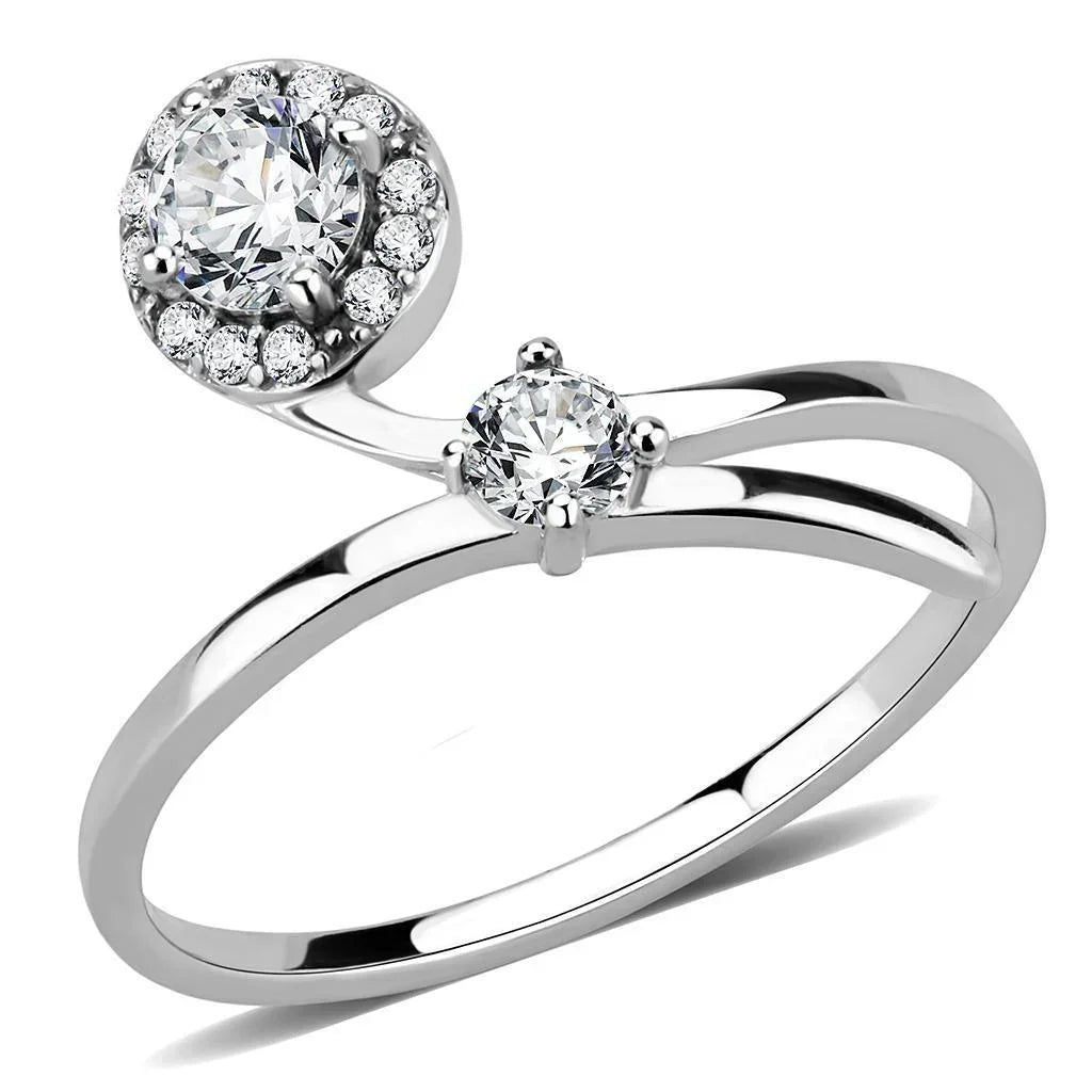 Silver Rings for Women 316L Stainless Steel DA260 - AAA Grade Cubic Zirconia in Clear - Jewelry Store by Erik Rayo