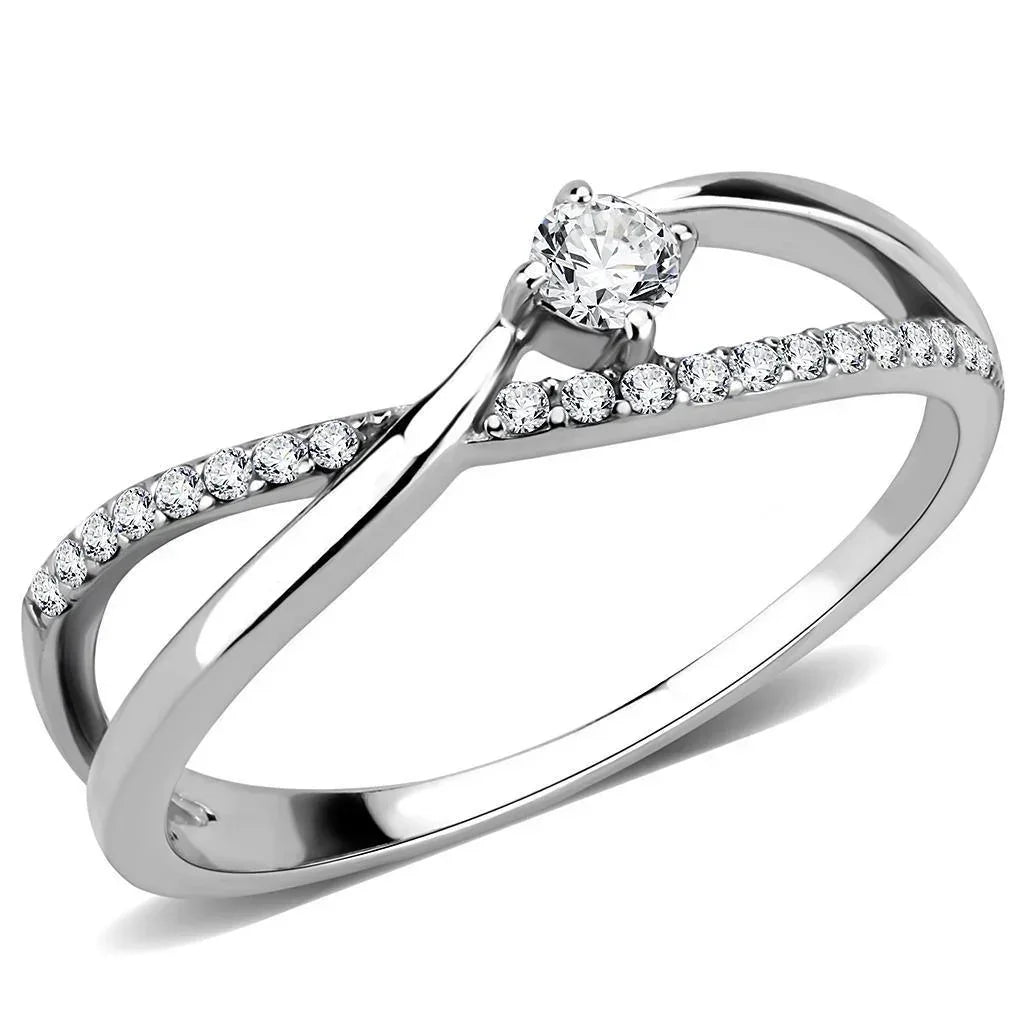 Silver Rings for Women 316L Stainless Steel DA261 - AAA Grade Cubic Zirconia in Clear - Jewelry Store by Erik Rayo