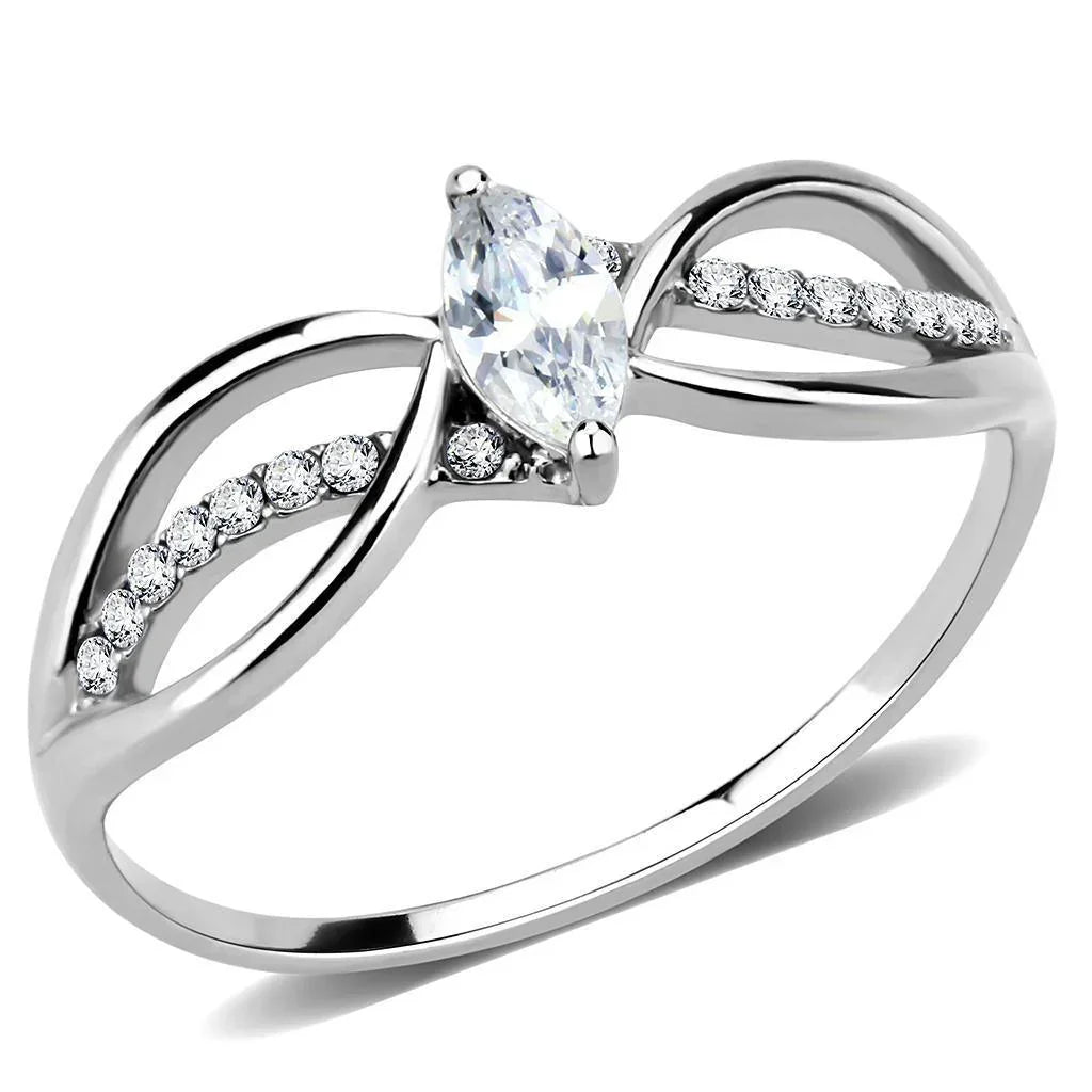 Silver Rings for Women 316L Stainless Steel DA262 - AAA Grade Cubic Zirconia in Clear - Jewelry Store by Erik Rayo
