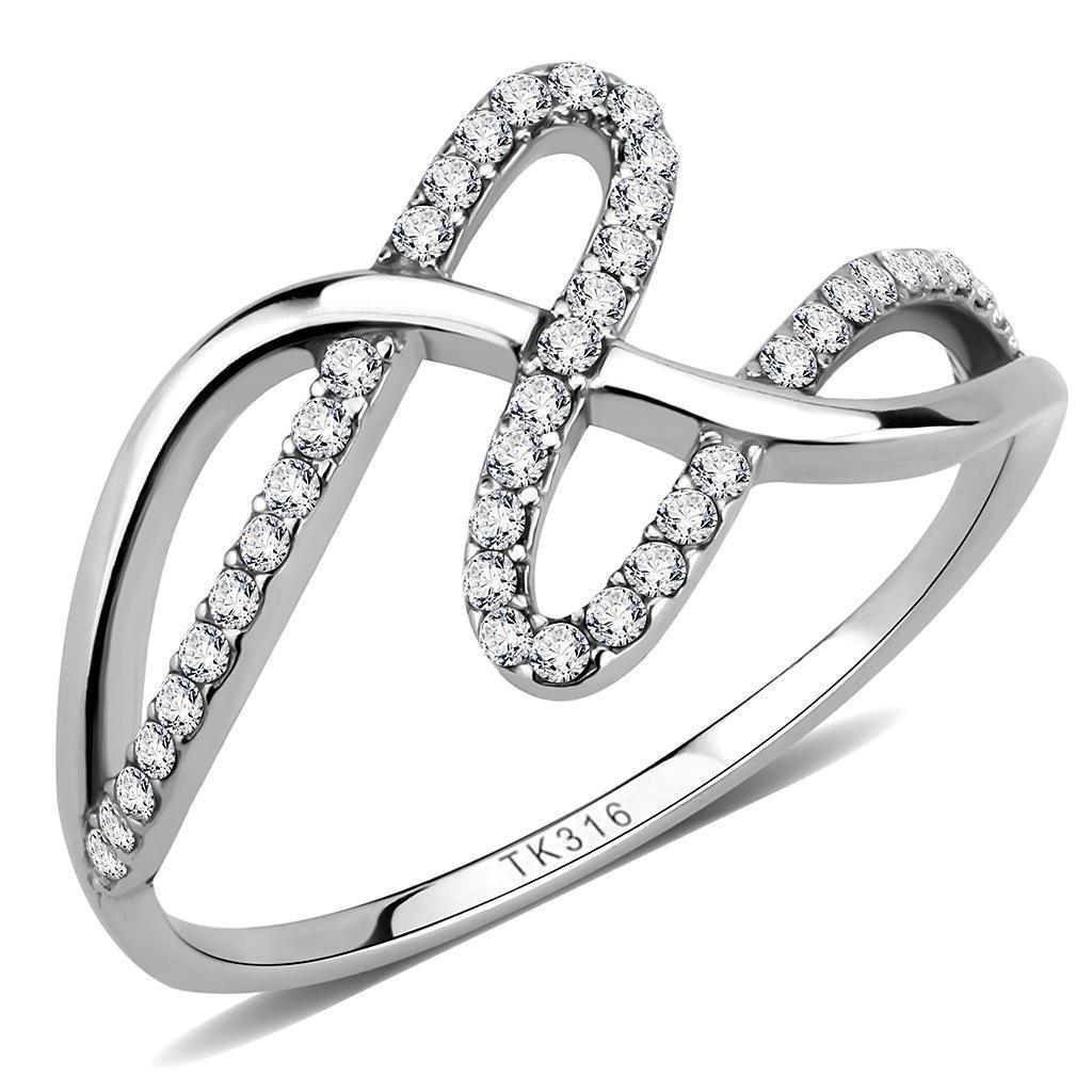 Silver Rings for Women 316L Stainless Steel DA265 - AAA Grade Cubic Zirconia in Clear - Jewelry Store by Erik Rayo