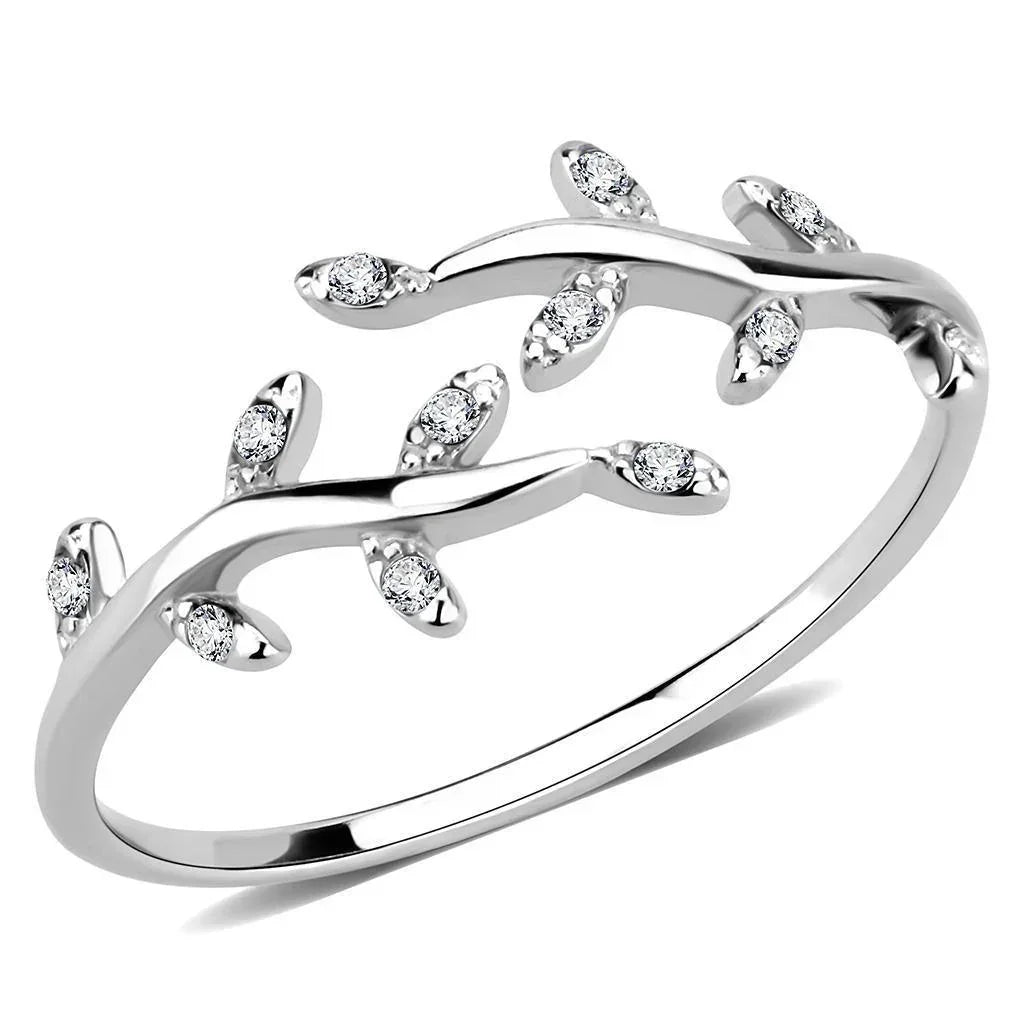 Silver Rings for Women 316L Stainless Steel DA266 - AAA Grade Cubic Zirconia in Clear - Jewelry Store by Erik Rayo