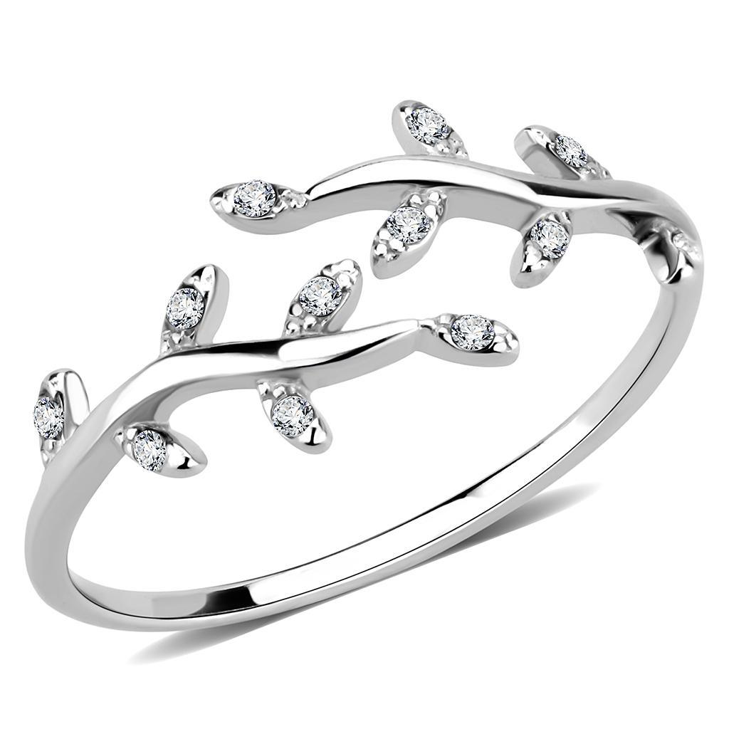 Silver Rings for Women 316L Stainless Steel DA266 - AAA Grade Cubic Zirconia in Clear