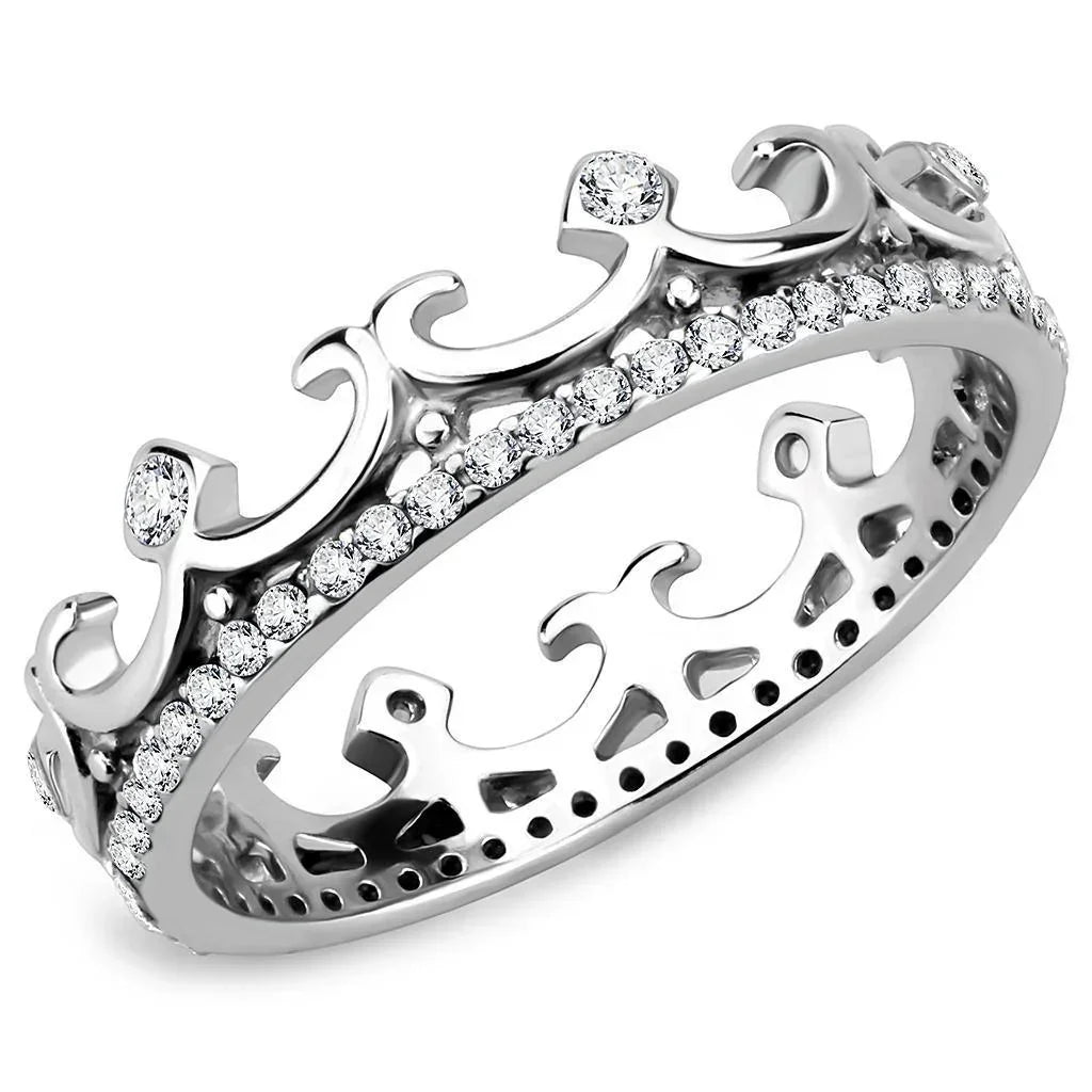 Silver Rings for Women 316L Stainless Steel DA267 - AAA Grade Cubic Zirconia in Clear - Jewelry Store by Erik Rayo