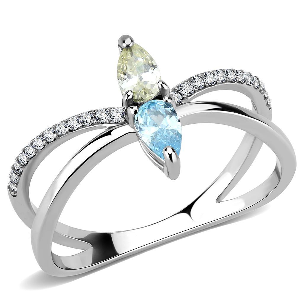 Silver Rings for Women 316L Stainless Steel DA271 - AAA Grade Cubic Zirconia in Multi Color