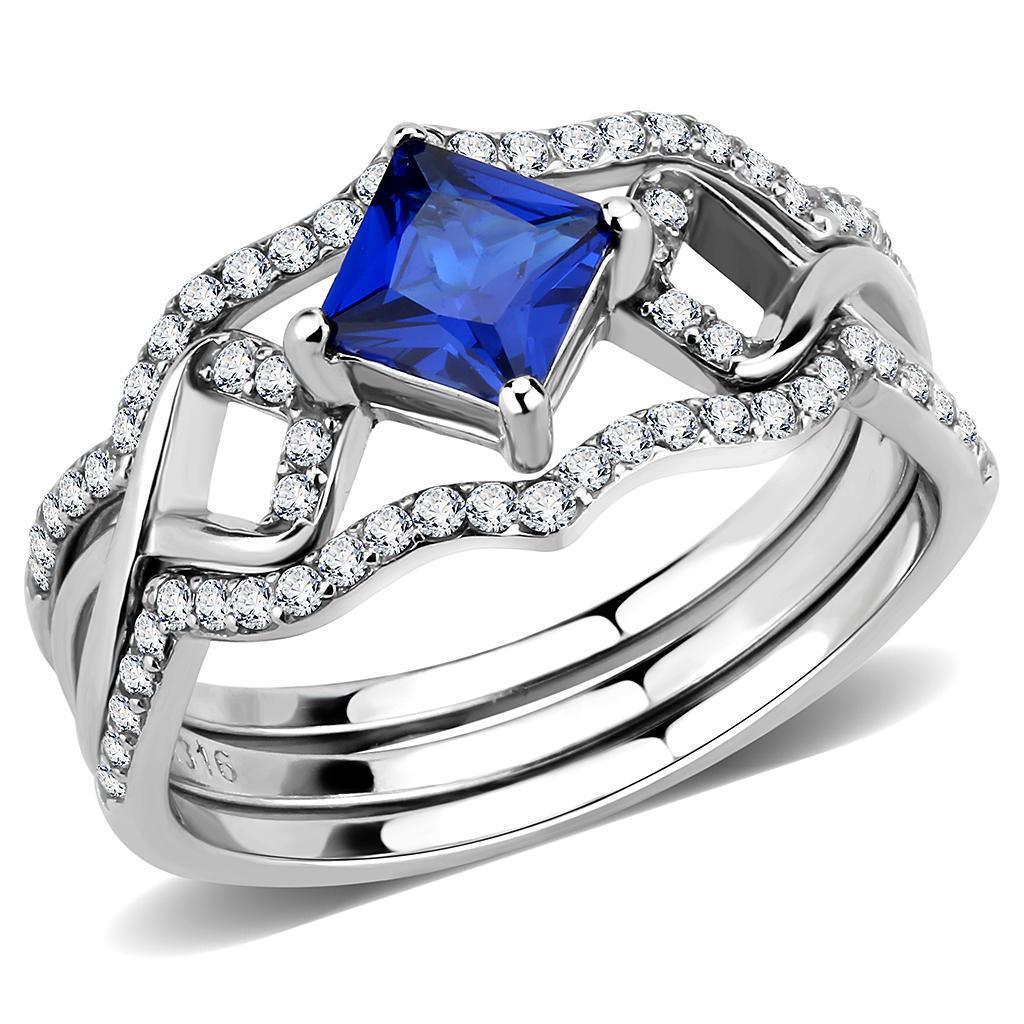 Silver Rings for Women 316L Stainless Steel DA272 - Spinel in London Blue - Jewelry Store by Erik Rayo