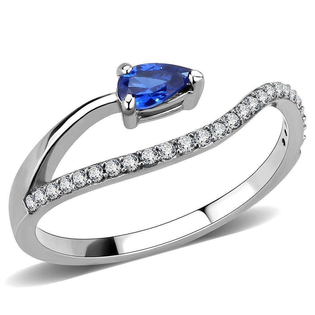 Silver Rings for Women 316L Stainless Steel DA273 - Spinel in London Blue - Jewelry Store by Erik Rayo