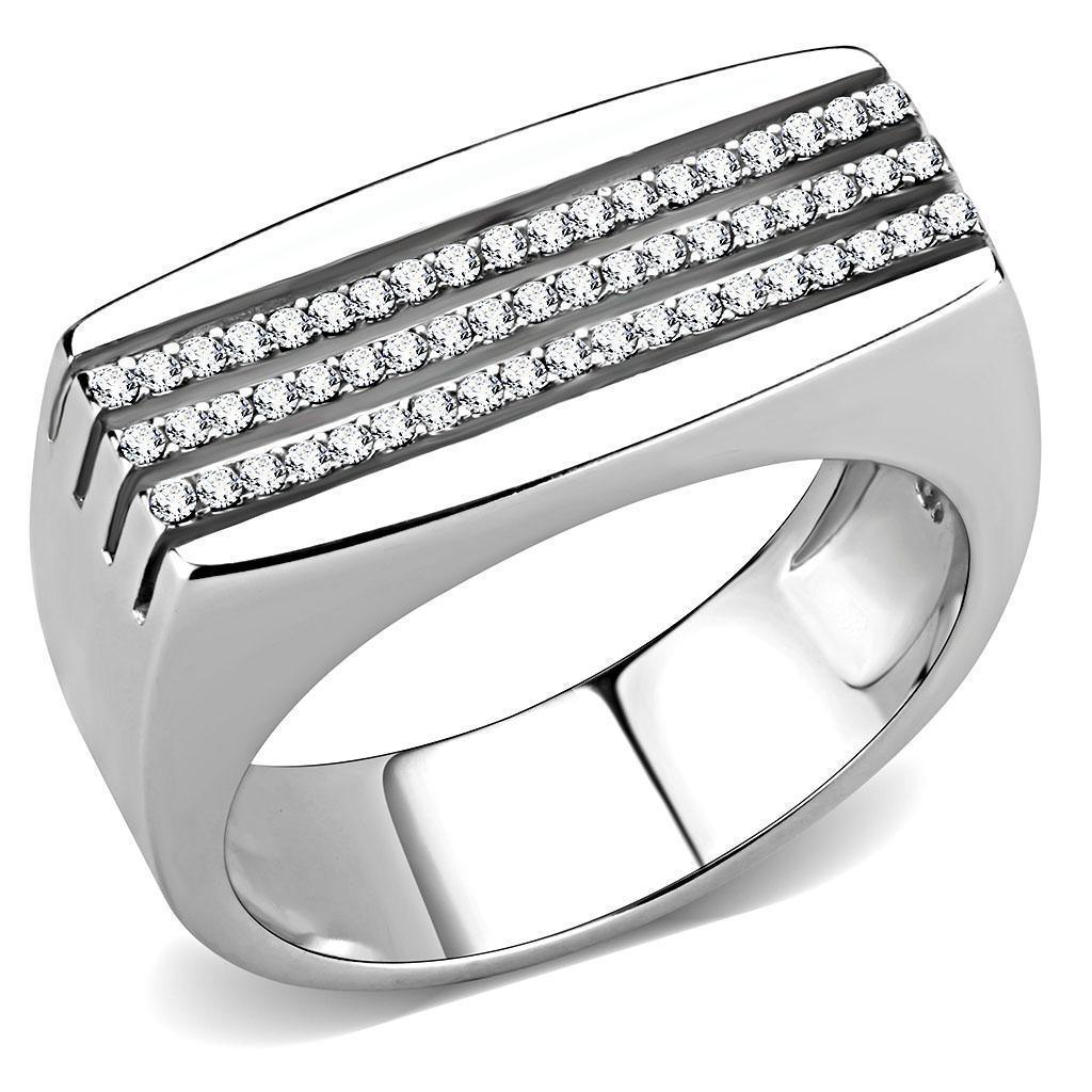 Silver Rings for Women 316L Stainless Steel DA279 - AAA Grade Cubic Zirconia in Clear - Jewelry Store by Erik Rayo