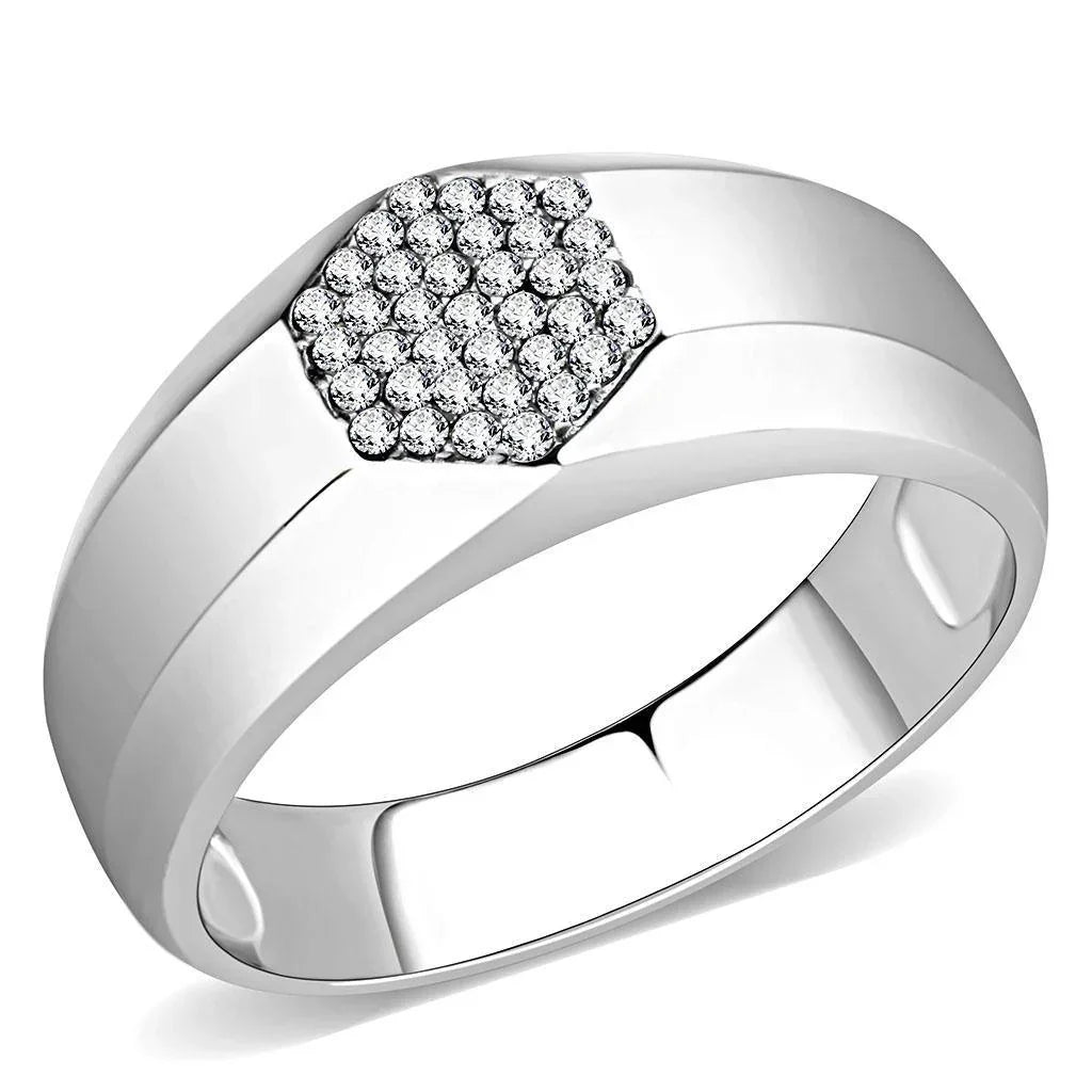 Silver Rings for Women 316L Stainless Steel DA281 - AAA Grade Cubic Zirconia in Clear - Jewelry Store by Erik Rayo