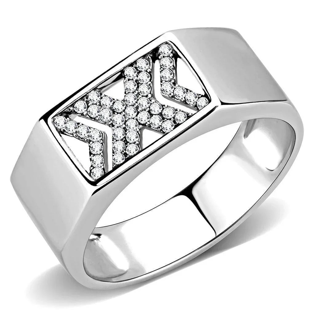 Silver Rings for Women 316L Stainless Steel DA285 - AAA Grade Cubic Zirconia in Clear - Jewelry Store by Erik Rayo