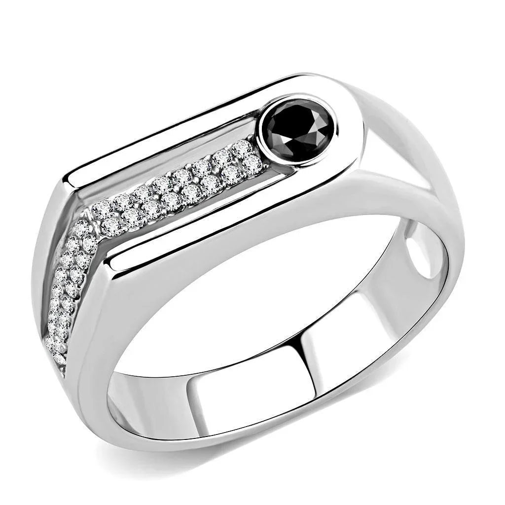 Silver Rings for Women 316L Stainless Steel DA286 - AAA Grade Cubic Zirconia in Black Diamond - Jewelry Store by Erik Rayo