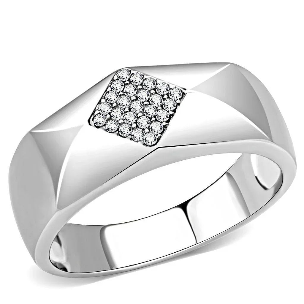 Silver Rings for Women 316L Stainless Steel DA288 - AAA Grade Cubic Zirconia in Clear - Jewelry Store by Erik Rayo