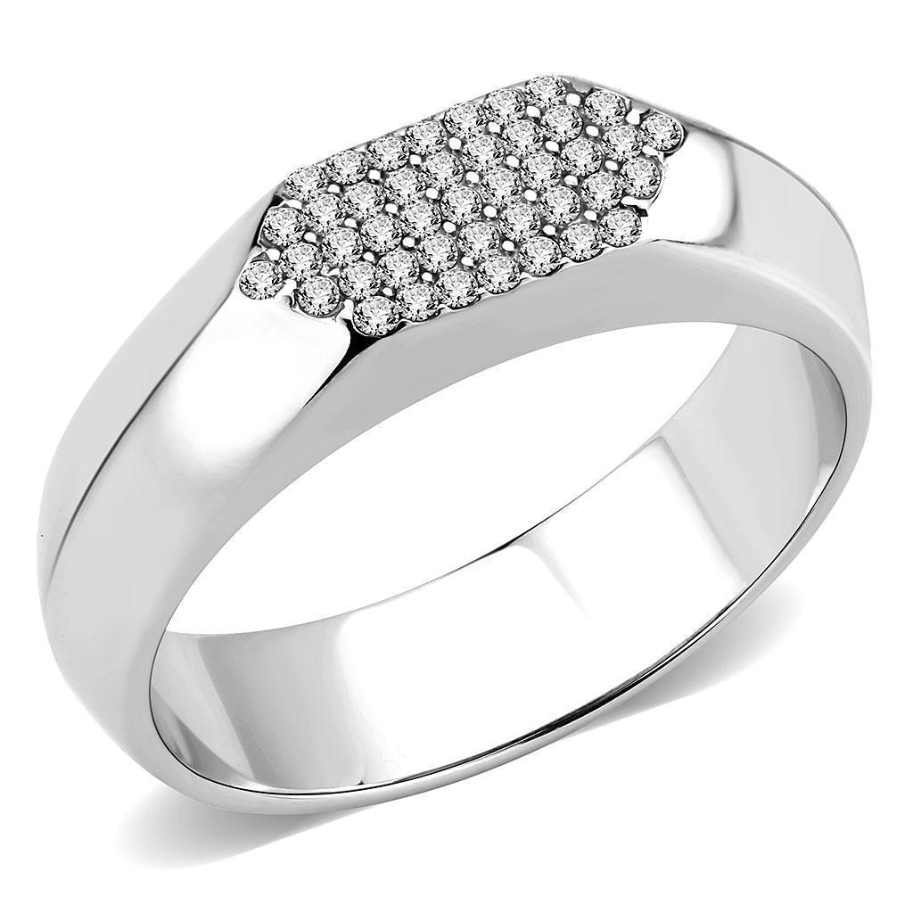 Silver Rings for Women 316L Stainless Steel DA302 - AAA Grade Cubic Zirconia in Clear - Jewelry Store by Erik Rayo