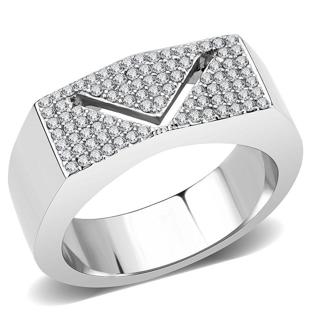 Silver Rings for Women 316L Stainless Steel DA303 - AAA Grade Cubic Zirconia in Clear - Jewelry Store by Erik Rayo