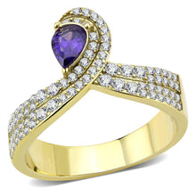 Load image into Gallery viewer, Gold Rings for Women 316L Stainless Steel DA304 - AAA Grade Cubic Zirconia in Tanzanite
